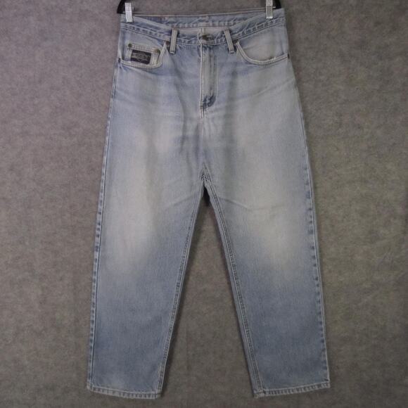 Diamond Gusset Jeans Mens 38x29 Light Wash High Rise Tapered Gusseted Denim - Picture 1 of 8